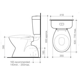 caroma profile 4 trident connector toilet suite 2