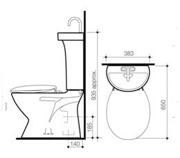 caroma profile 5 toilet suite with integrated hand basin 2